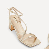 Memphis Gold Strappy Heeled Sandals