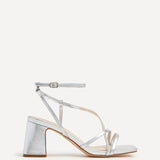 Memphis Silver Strappy Heeled Sandals