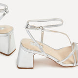 Memphis Silver Strappy Heeled Sandals
