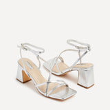 Memphis Silver Strappy Heeled Sandals