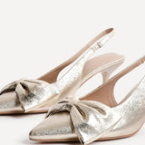 Merlot Gold Bow Court Heels