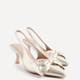 Merlot Gold Bow Court Heels