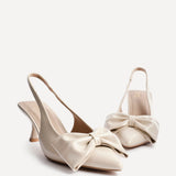 Merlot Nude Bow Court Heels