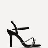 Mesmerize Black Diamante Heeled Sandals