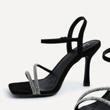 Mesmerize Black Diamante Heeled Sandals