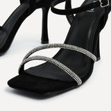 Mesmerize Black Diamante Heeled Sandals