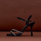 Mesmerize Black Diamante Heeled Sandals