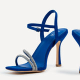 Mesmerize Blue Diamante Heeled Sandals