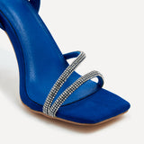 Mesmerize Blue Diamante Heeled Sandals
