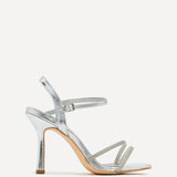 Mesmerize Silver Diamante Heeled Sandals