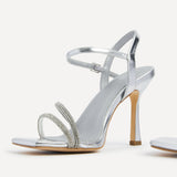 Mesmerize Silver Diamante Heeled Sandals
