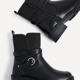 Metro Black Chunky Ankle Boots