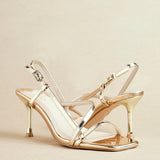 Midnight Gold Chrome Heeled Sandals