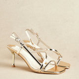 Midnight Gold Chrome Heeled Sandals