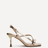 Midnight Gold Chrome Heeled Sandals