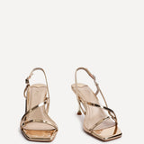 Midnight Gold Chrome Heeled Sandals