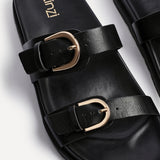 Miko Black Double Buckle Sandals