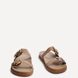 Miko Taupe Double Buckle Sandals