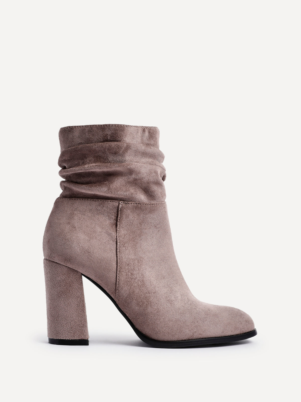 Mila Mocha Heeled Ruched Ankle Boots