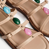 Mimi Nude Gladiator Flat Sandals