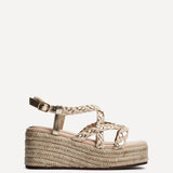 Mimosa Nude Plaited Flatform Wedged Sandals