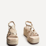 Mimosa Nude Plaited Flatform Wedged Sandals