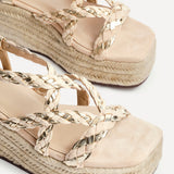 Mimosa Nude Plaited Flatform Wedged Sandals