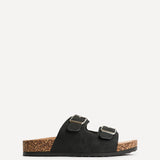 Mission Black Soft Footbed Double Buckle Sandals