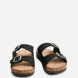 Mission Black Soft Footbed Double Buckle Sandals
