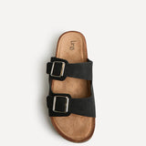 Mission Black Soft Footbed Double Buckle Sandals