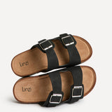 Mission Black Soft Footbed Double Buckle Sandals