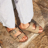 Mission Taupe Soft Footbed Double Buckle Sandals