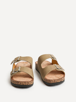 Mission Taupe Soft Footbed Double Buckle Sandals