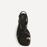 Mist Black Toe Ring Flat Sandals