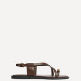 Mist Brown Toe Ring Flat Sandals