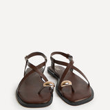 Mist Brown Toe Ring Flat Sandals