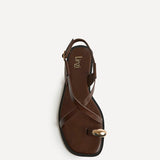 Mist Brown Toe Ring Flat Sandals
