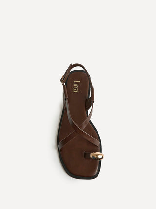 Mist Brown Toe Ring Flat Sandals