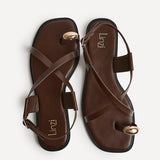 Mist Brown Toe Ring Flat Sandals