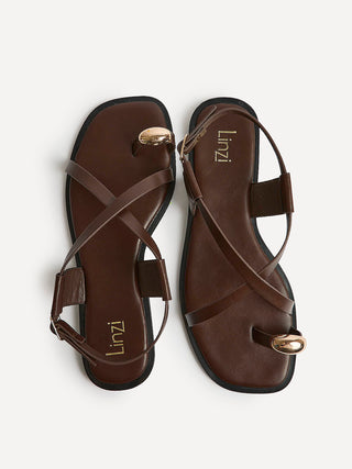 Mist Brown Toe Ring Flat Sandals