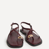 Mist Burgundy Toe Ring Flat Sandals