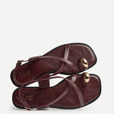 Mist Burgundy Toe Ring Flat Sandals