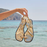 Mist Gold Toe Ring Flat Sandals
