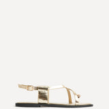 Mist Gold Toe Ring Flat Sandals