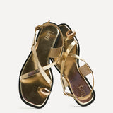 Mist Gold Toe Ring Flat Sandals