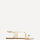 Mist Ivory Toe Ring Flat Sandals