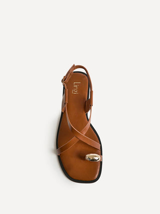 Mist Tan Toe Ring Flat Sandals