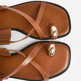Mist Tan Toe Ring Flat Sandals