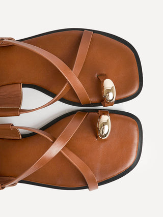 Mist Tan Toe Ring Flat Sandals