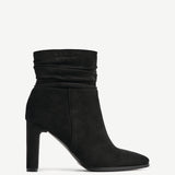 Miya Black Ruched Ankle Boots